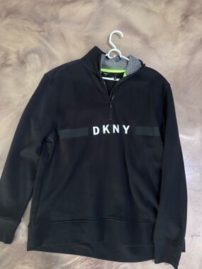 DKNY Black Half-Zip Logo Pullover